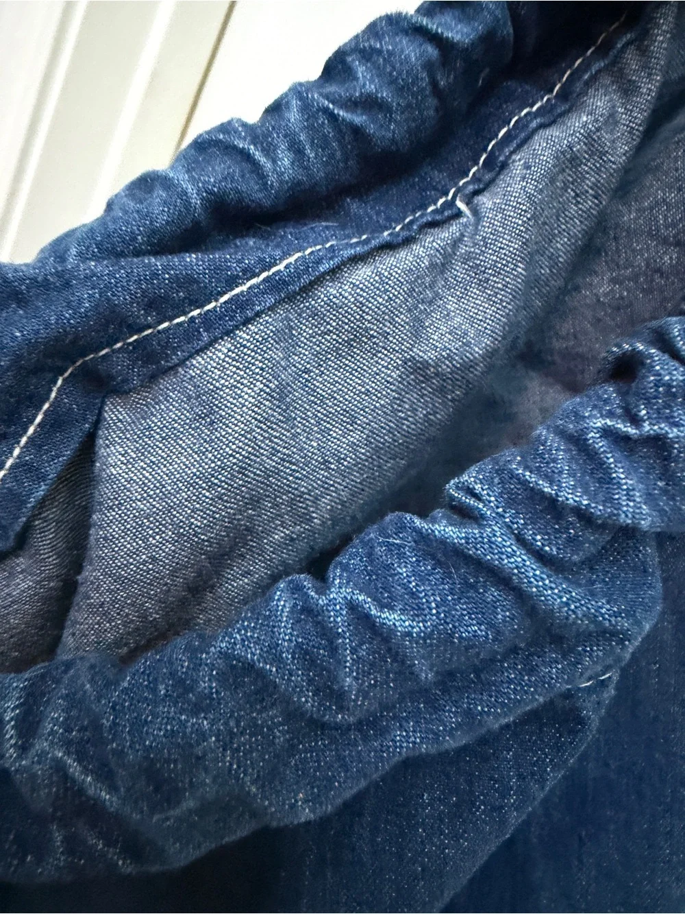 Vintage Dark Blue Indigo Denim US Navy Duffle Utility Laundry Bag
