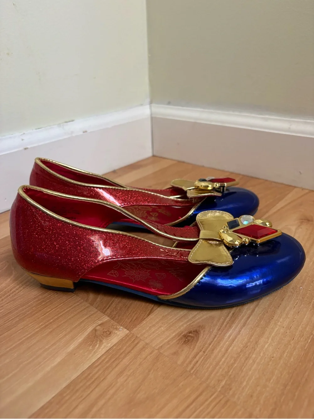 Disney Snow White Blue and Red Jewel-Embellished Flats