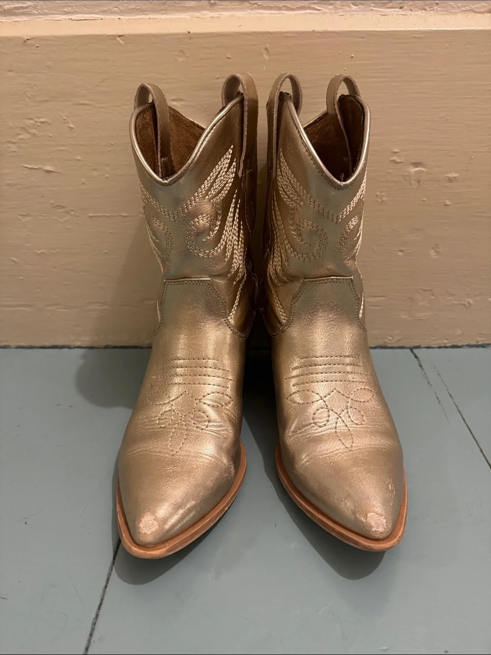 Metallic Gold girls Western cowboy Boots