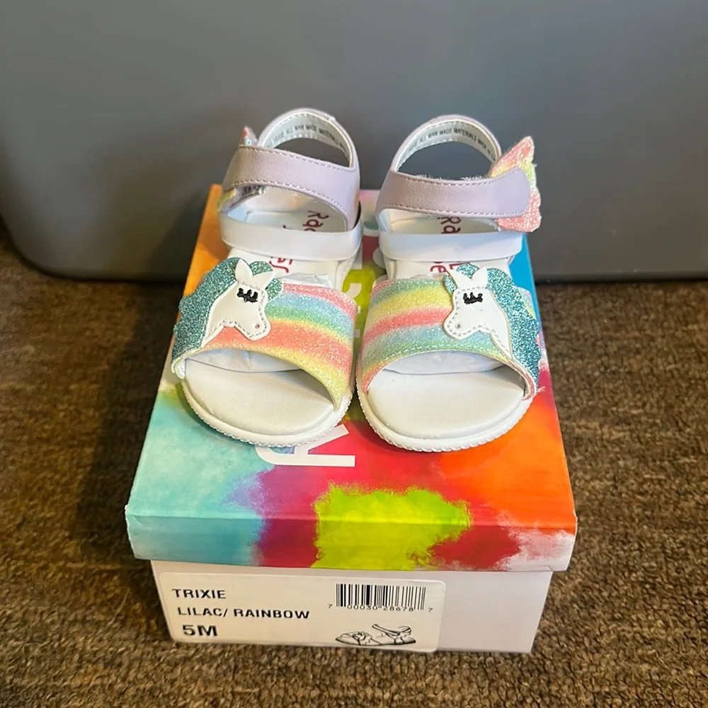 RACHEL SHOES TRIXIE UNICORN RAINBOW TODDLER SANDALS: NIB: SZ 5