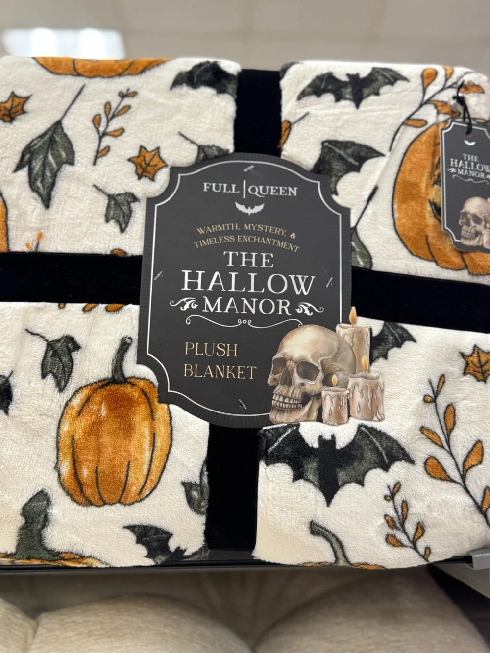 Plush Blanket - Orange/Black Pumpkin Design (Full/Queen)