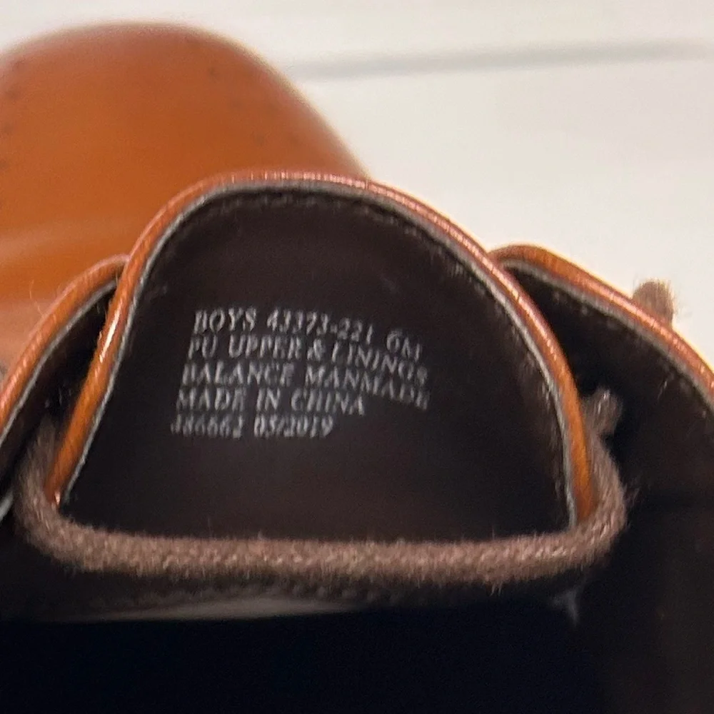 Boys 6M Stacy Adams Cognac Brown Leather Lace-Up Oxfords Dress Shoes