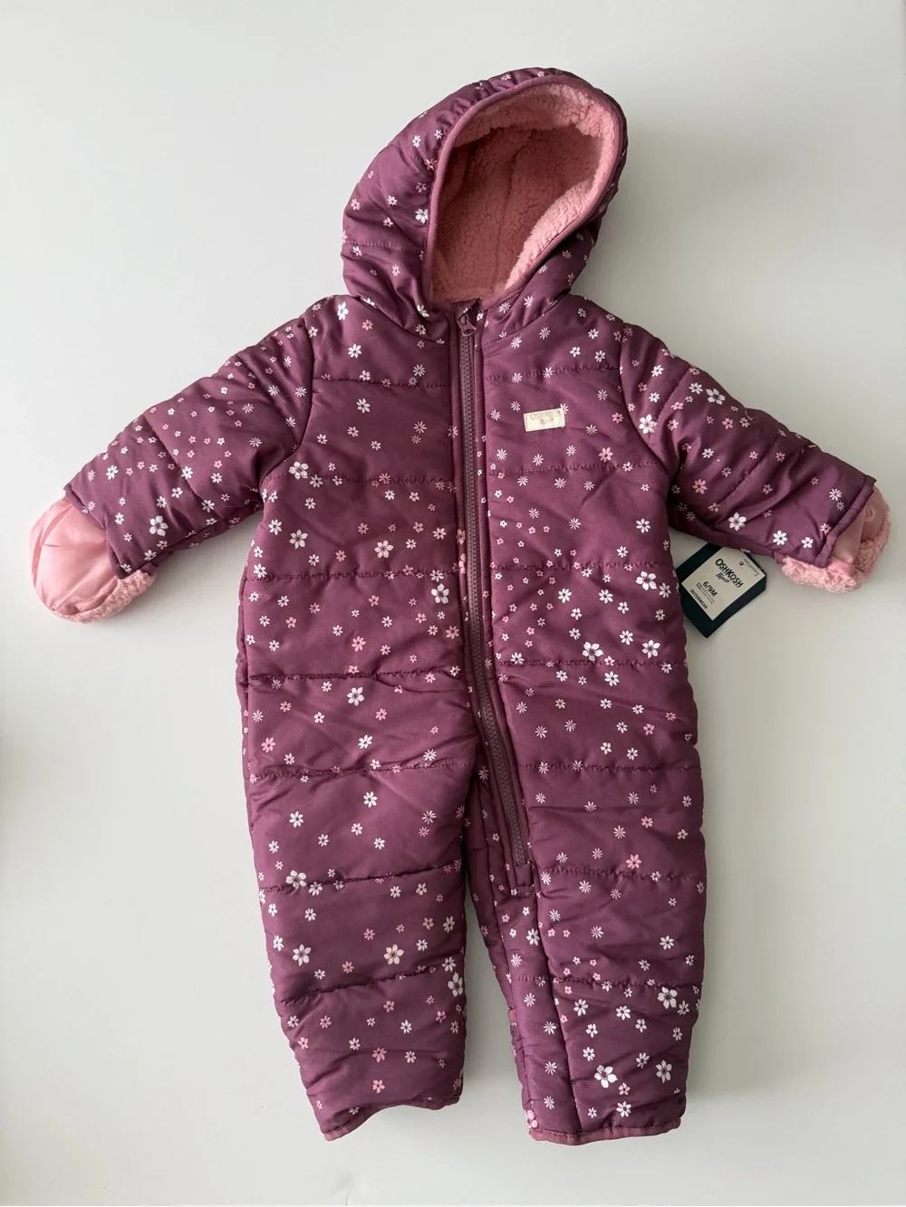 OshKosh B'gosh Plum Floral Hooded One-Piece