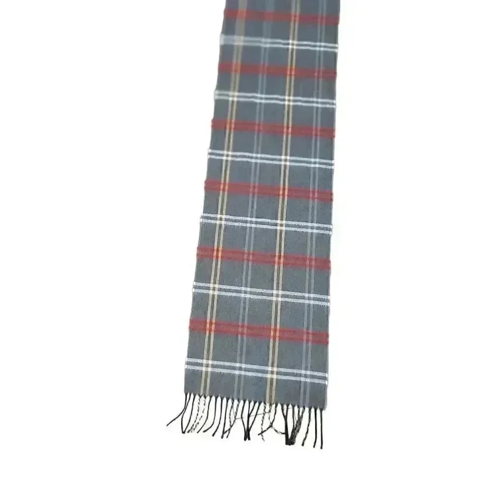 DNY Adult Softer than Cashmere Gray/Red Plaid w Fringe 12