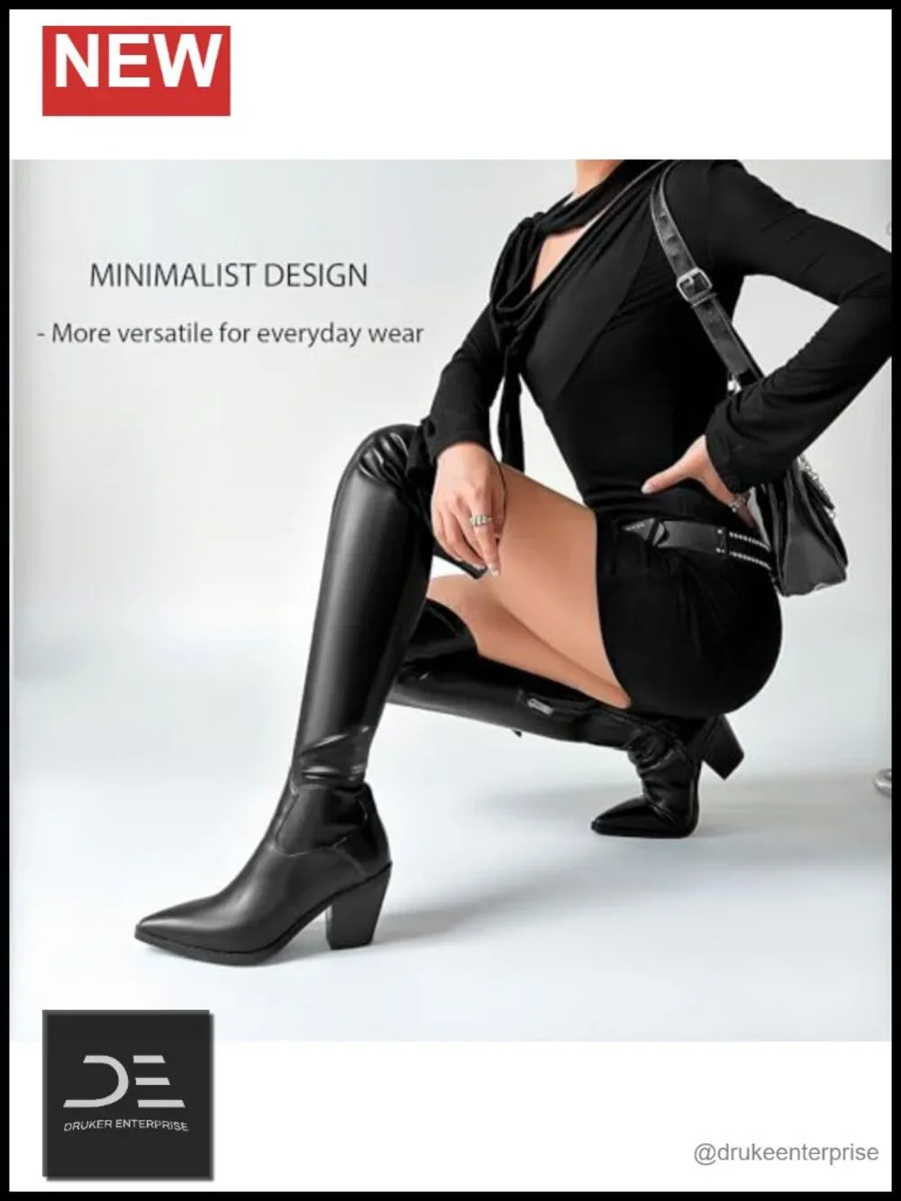 Women's Over the Knee Boots PU Leather Block Heel Pointed Toe Thigh High