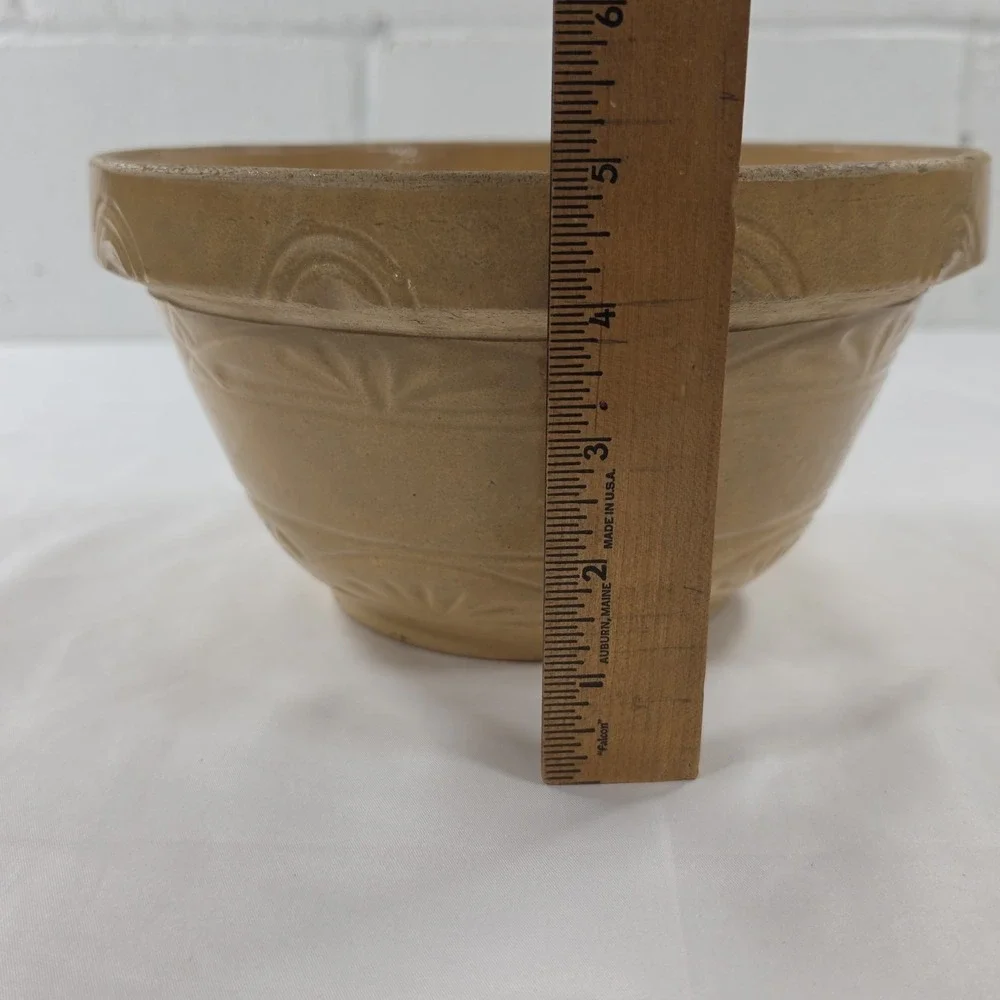 Antique Primitive Medium Milk Pan Bowl Yellow Ware Rustic Pottery Farmhouse 9