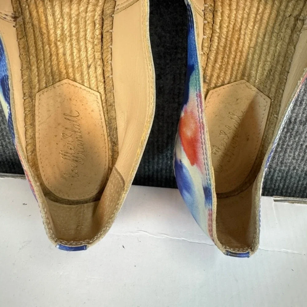 Loeffler Randall Mara Watercolor Floral Leather Espadrille Flats Black Cap Toe 8