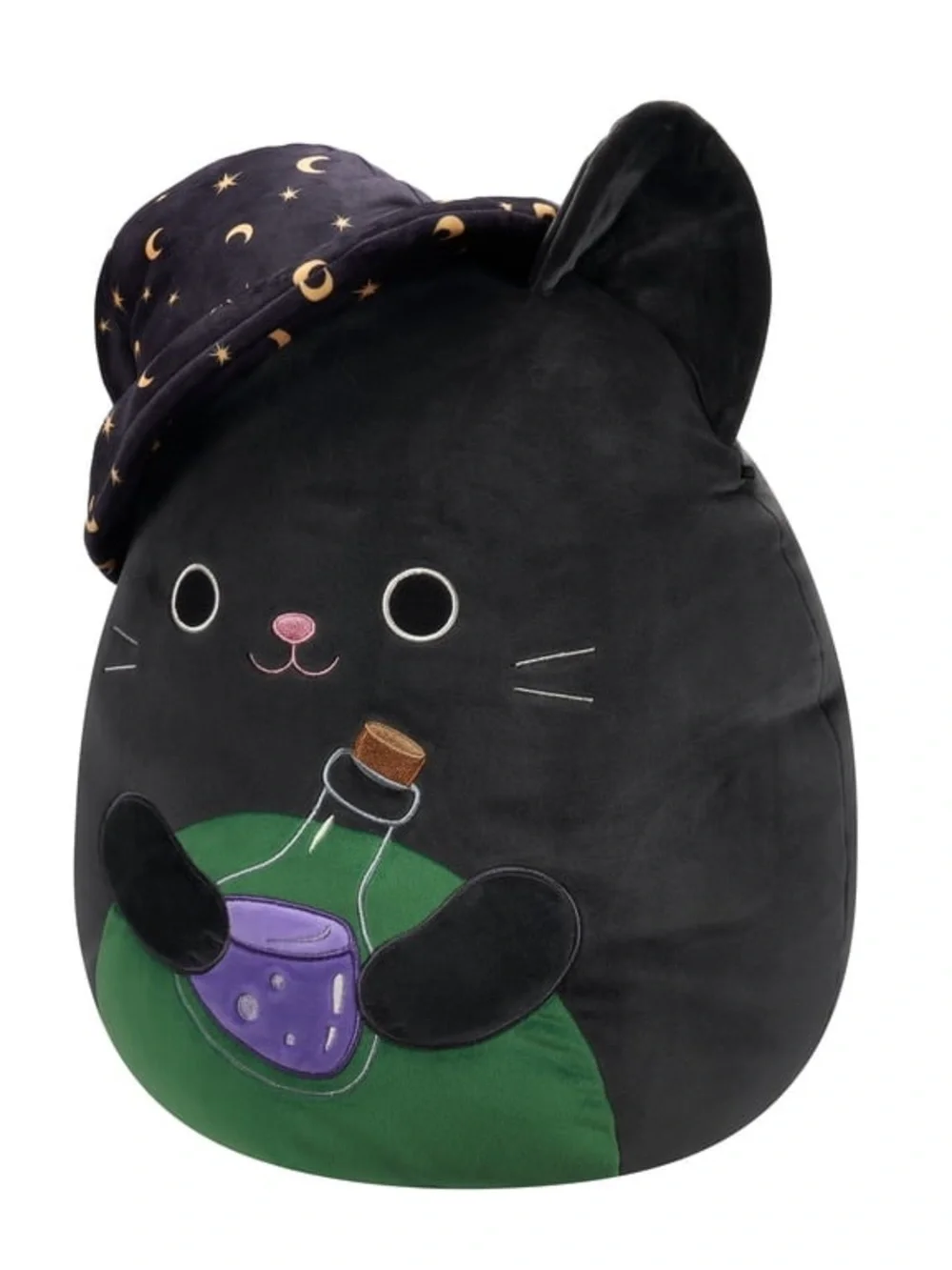Squishmallows Black Cat Plush Purple Potion & Starry Witch Hat 16”
