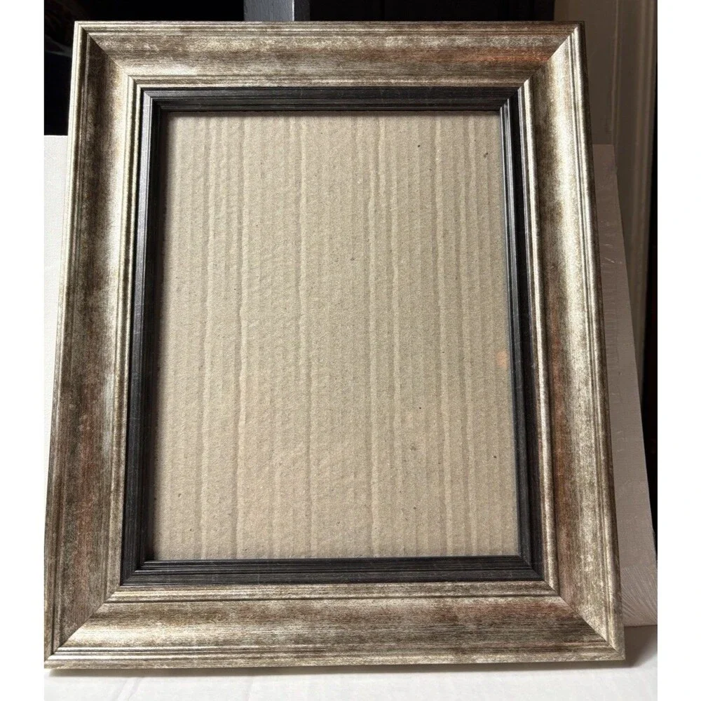 Large Silver Black Picture Frame 8x10 Rustic Distressed Wall Table Decor