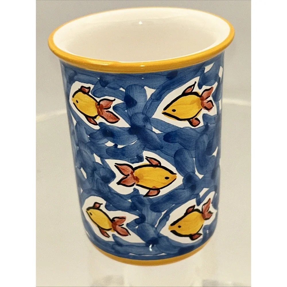 Rare‎ Vintage Donacer Portugal Hand painted Swimming Fish Cup  #453