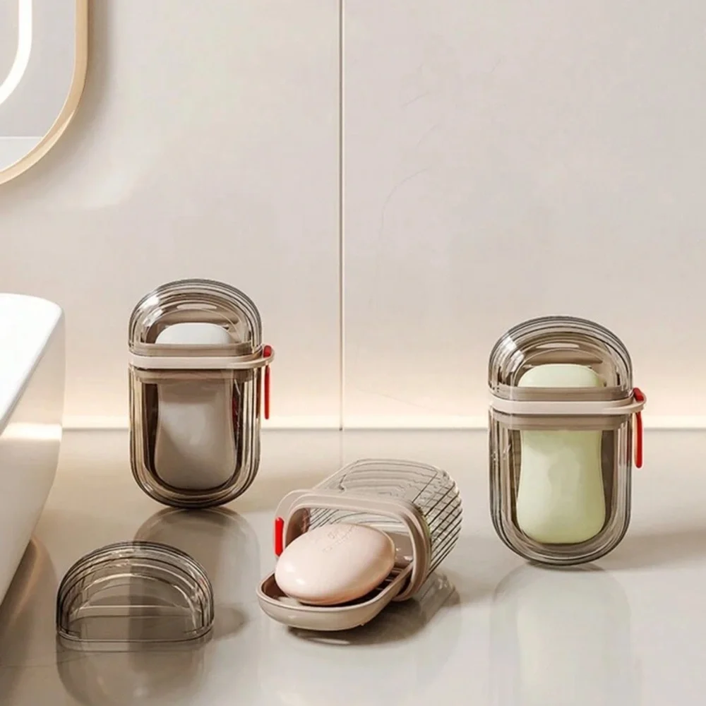9pc Light Luxury Travel Soap Box, Creative With Lid Sealed Drain, Portable Small
