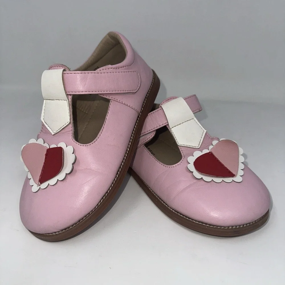 PLGELGTOXI Toddler Girls‎ Pink Leather Heart T-Strap Mary Jane Shoes - Size 12
