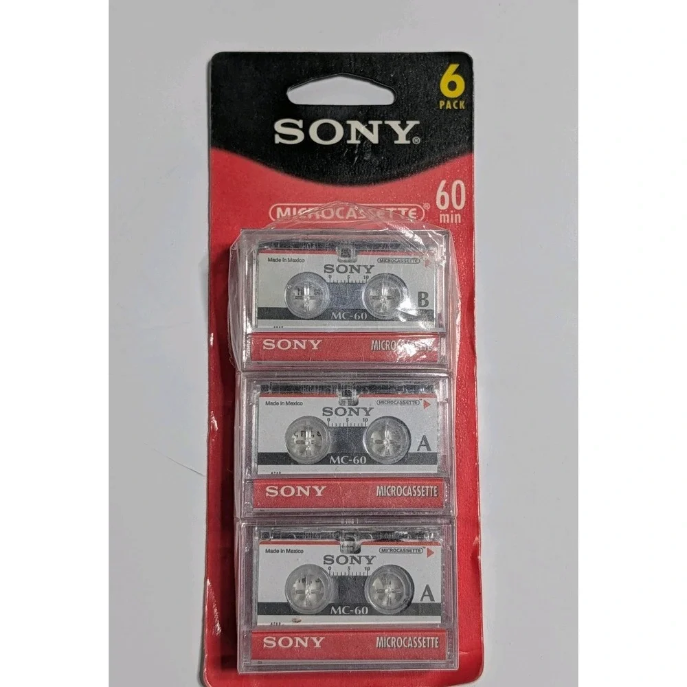 Sony MC-60 Microcassette Audio Tapes (Pack of‎ 6) New Old Stock