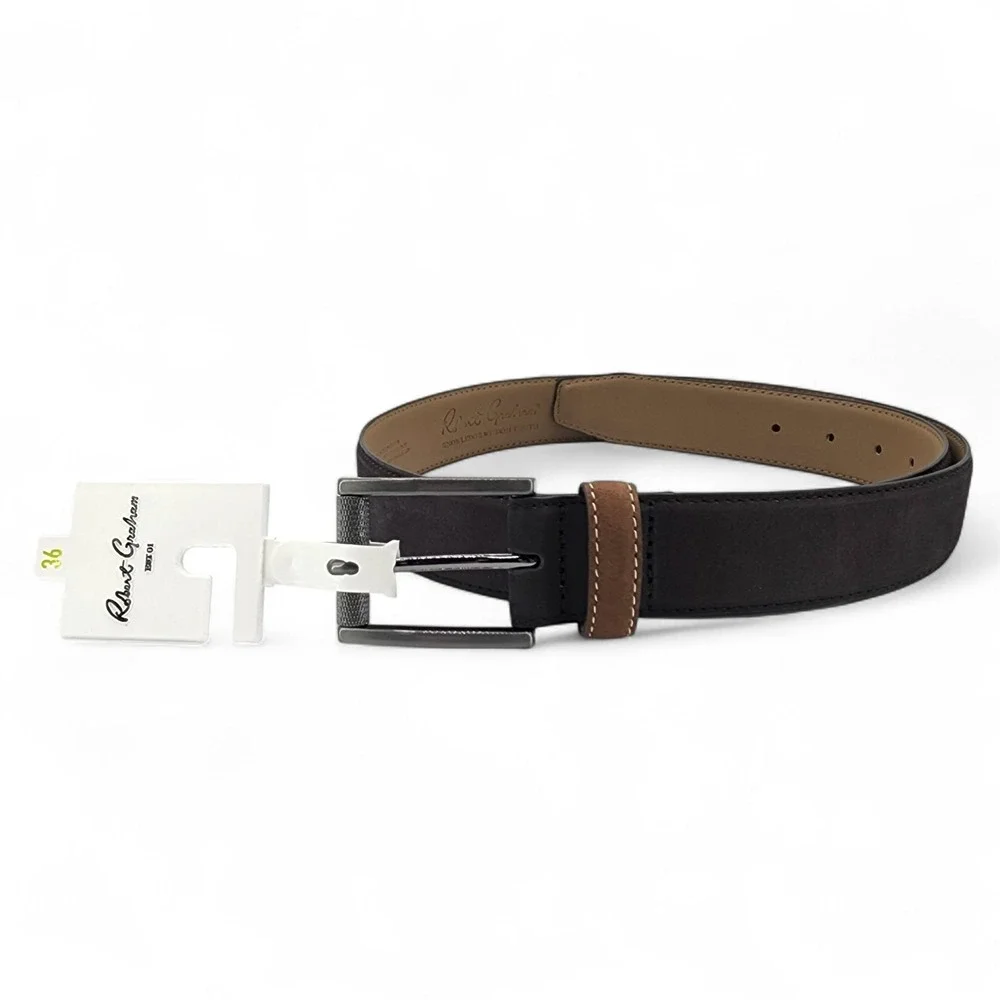 ROBERT GRAHAM Signature Ripaso Rich Black Leather Belt‎ Mens Size 36 NEW w/ Tag