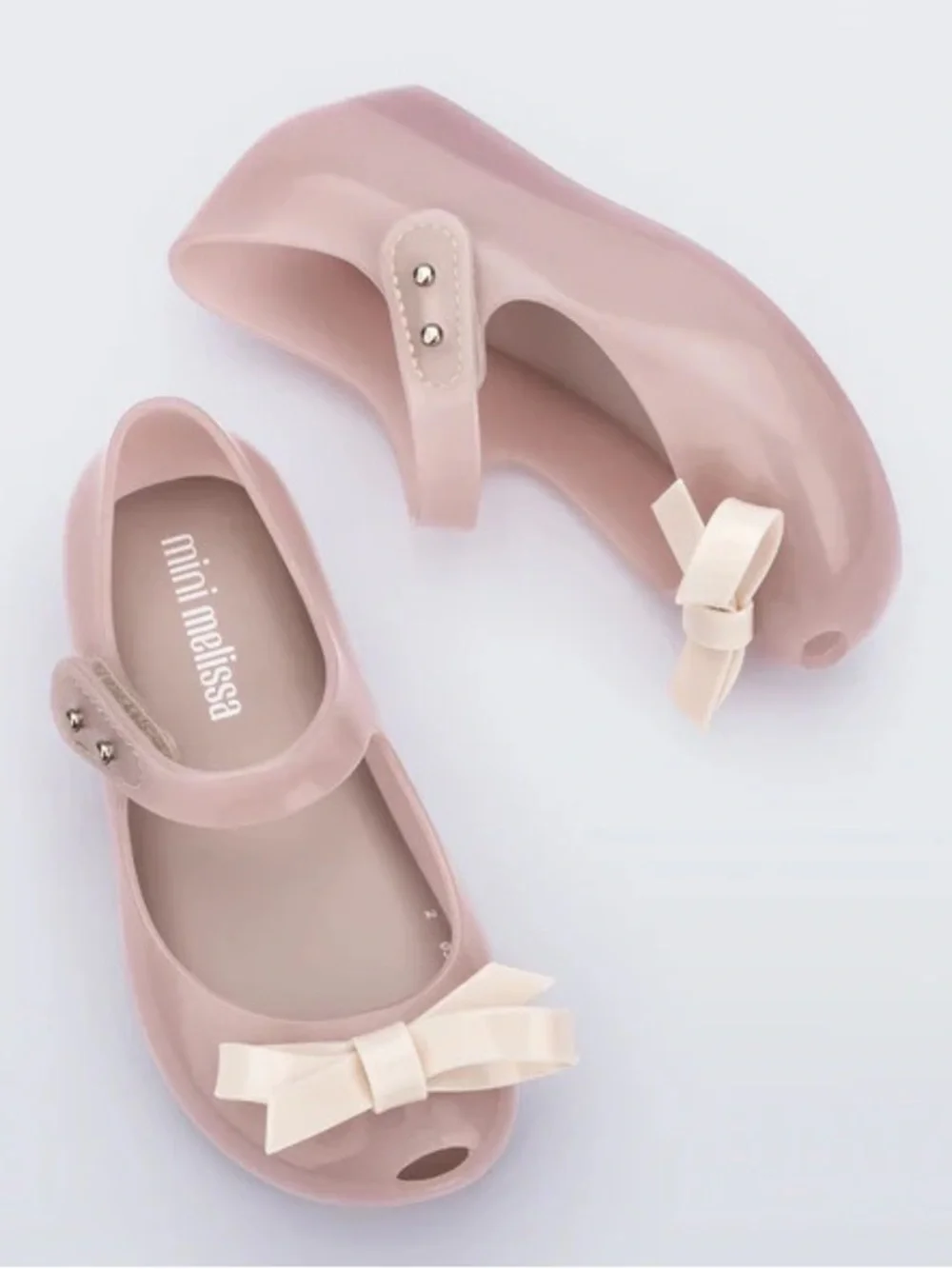 Mini Melissa Girls' Ultragirl Pink Bow Jelly Mary Jane Shoes Size 7