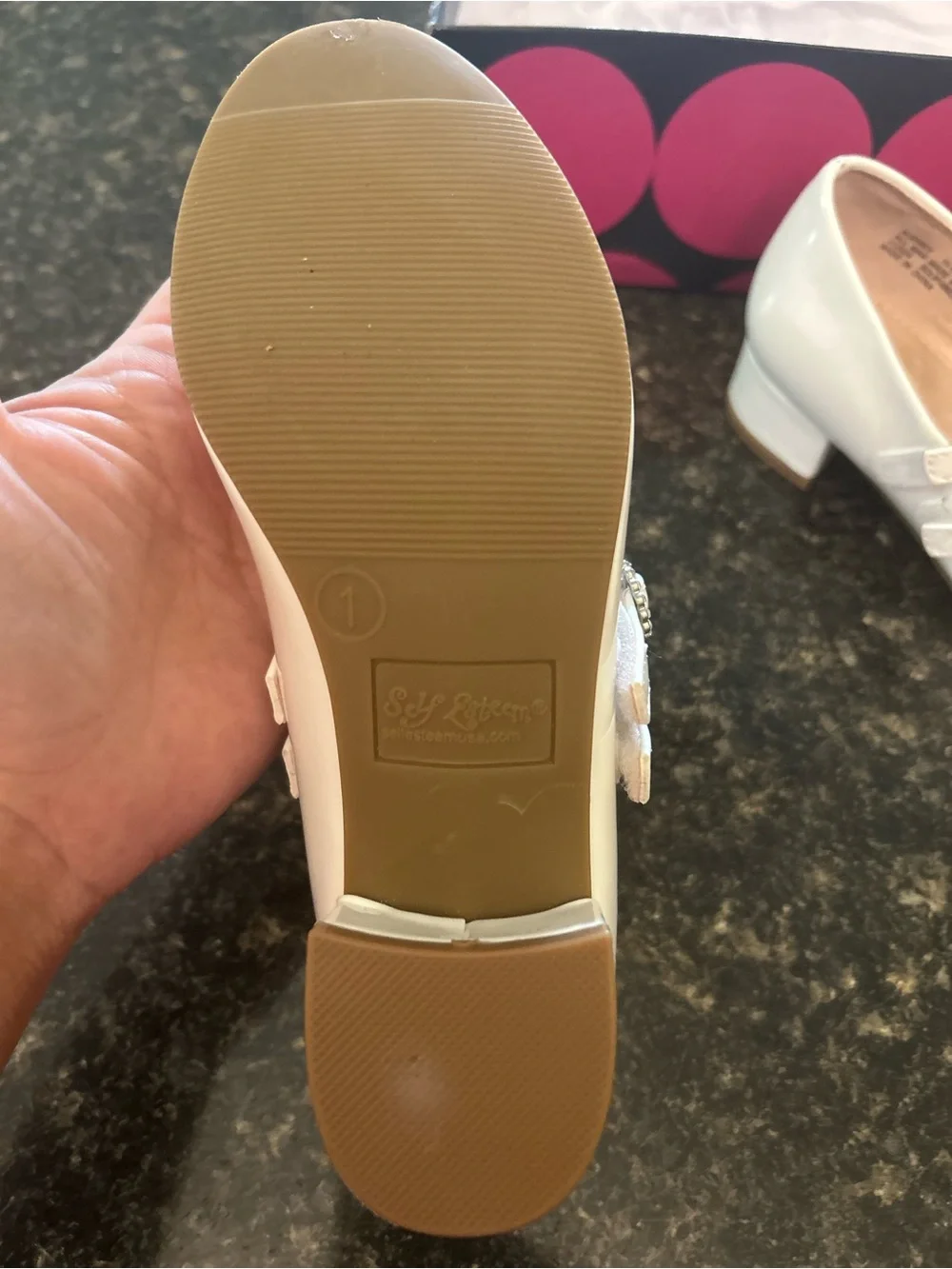 White Patent Mary Jane Heels with Decorative Buckles