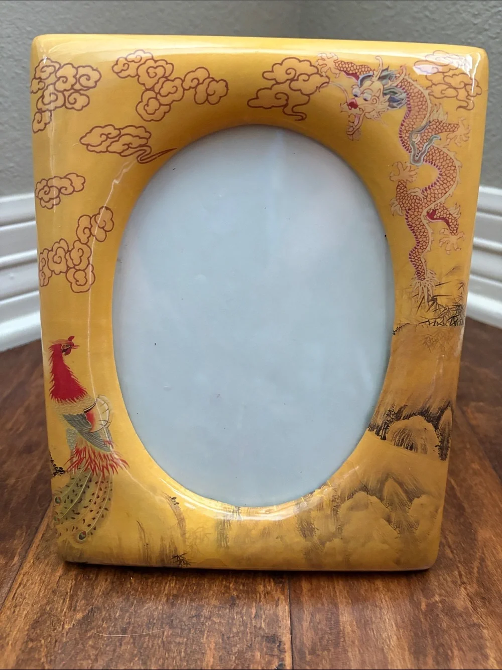 5x7 Yellow Dragon & Rooster Enamel Picture Frame