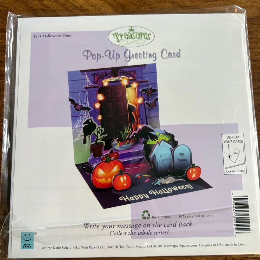 2 UP With Paper Treasures Halloween Pop Up Greeting‎ Cards Spider & Cauldron New