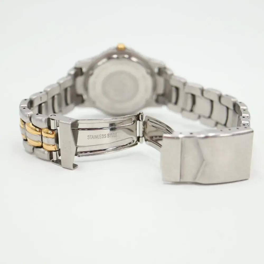 ESQ Swiss Watch Men 36mm Two Tone Date Glitter Dial Stainless Steel New Battery