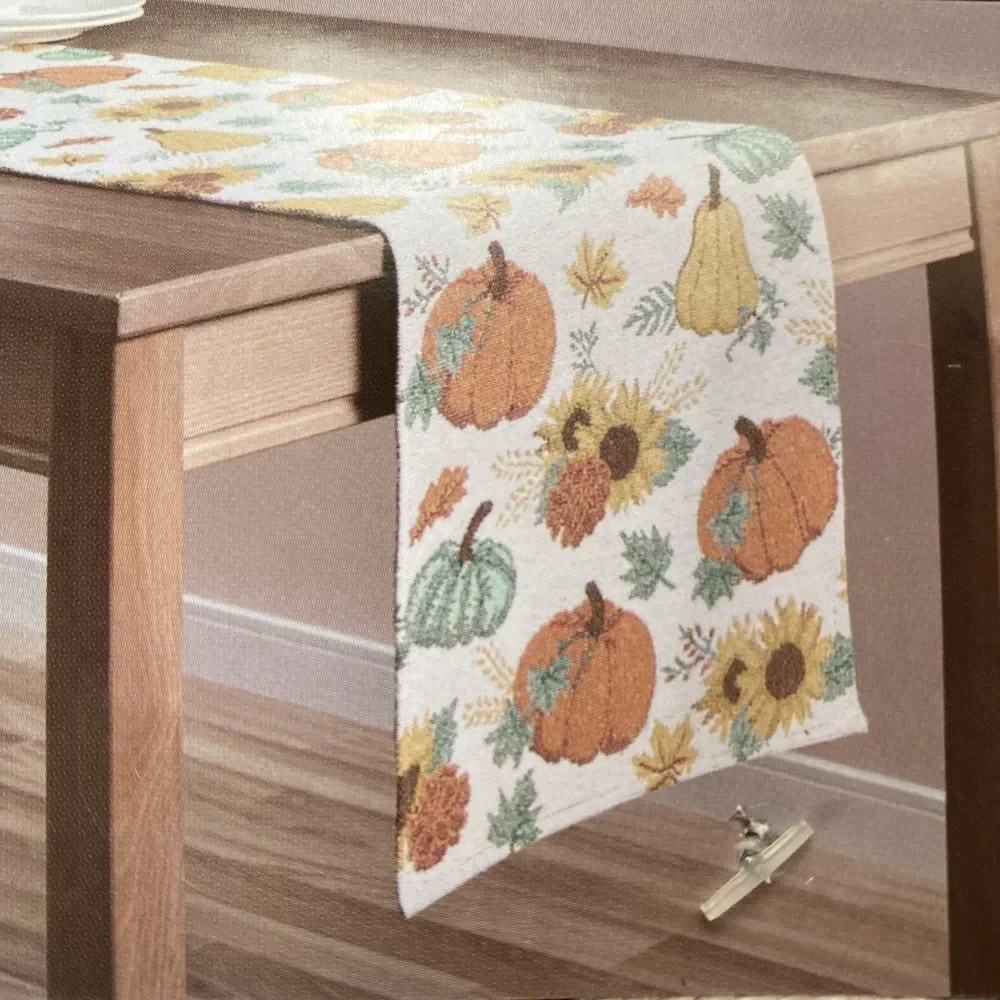 Perfect Harvest Tapestry‎ Runner Fall Pumpkins and Sunflowers 13 x 68 inch