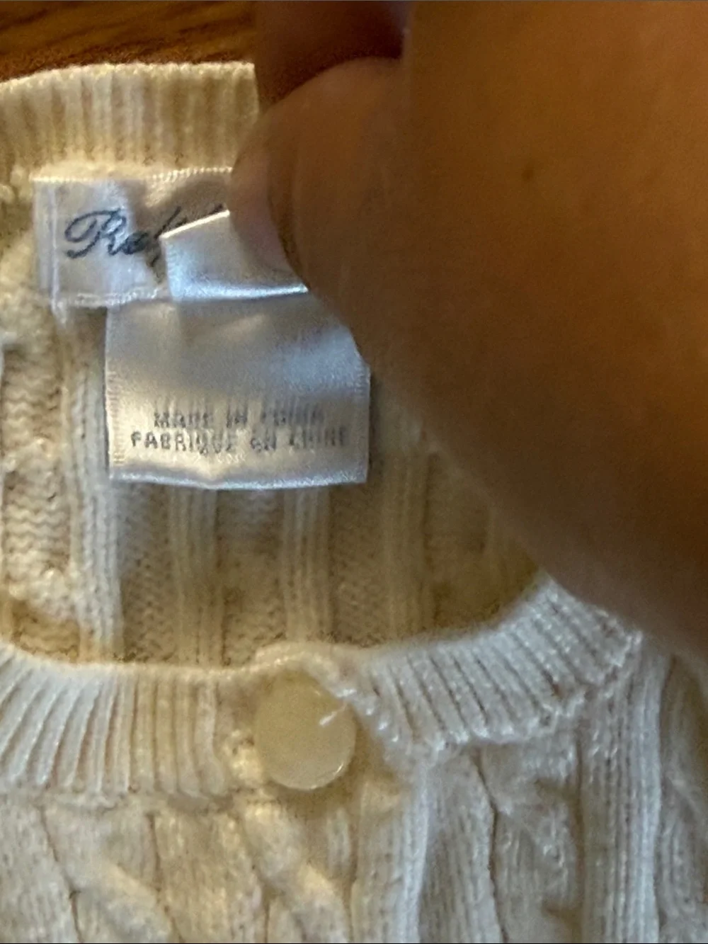 Ralph Lauren Cream Cable Knit Girl's Cardigan with Navy Pony