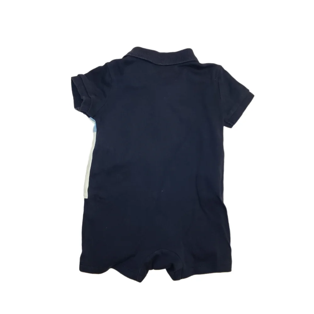 Ralph Lauren 6m Baby Patchwork Polo Collared Shortalls Romper