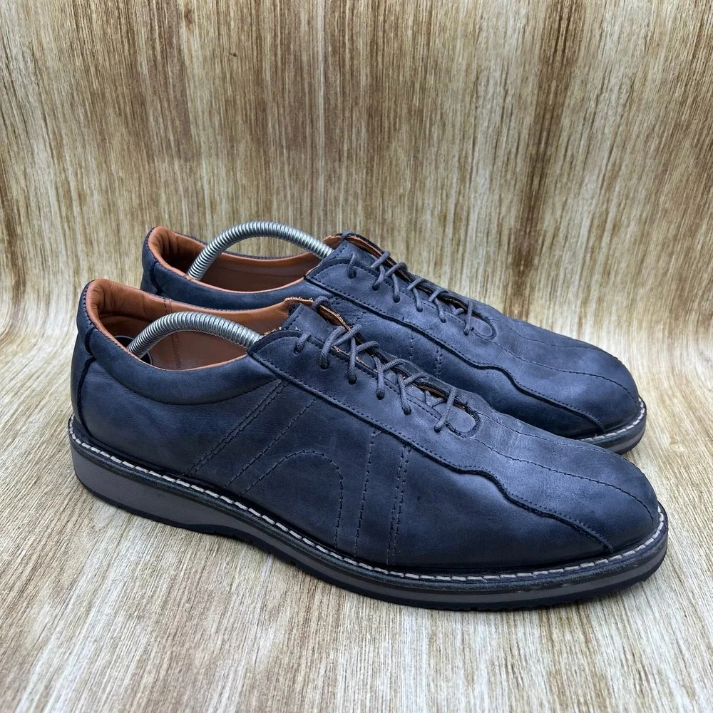 Allen Edmonds Voyager Men's 11 D Gray Leather Bicycle Toe Casual Oxford 9384