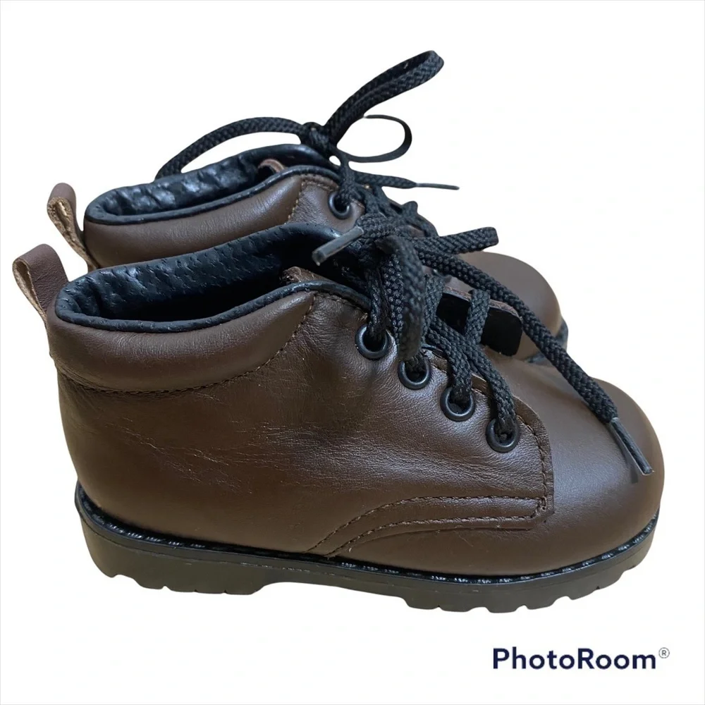 Amilio Leather Brown Boots Sz 5 EE Wide Baby Toddler Boys Kids