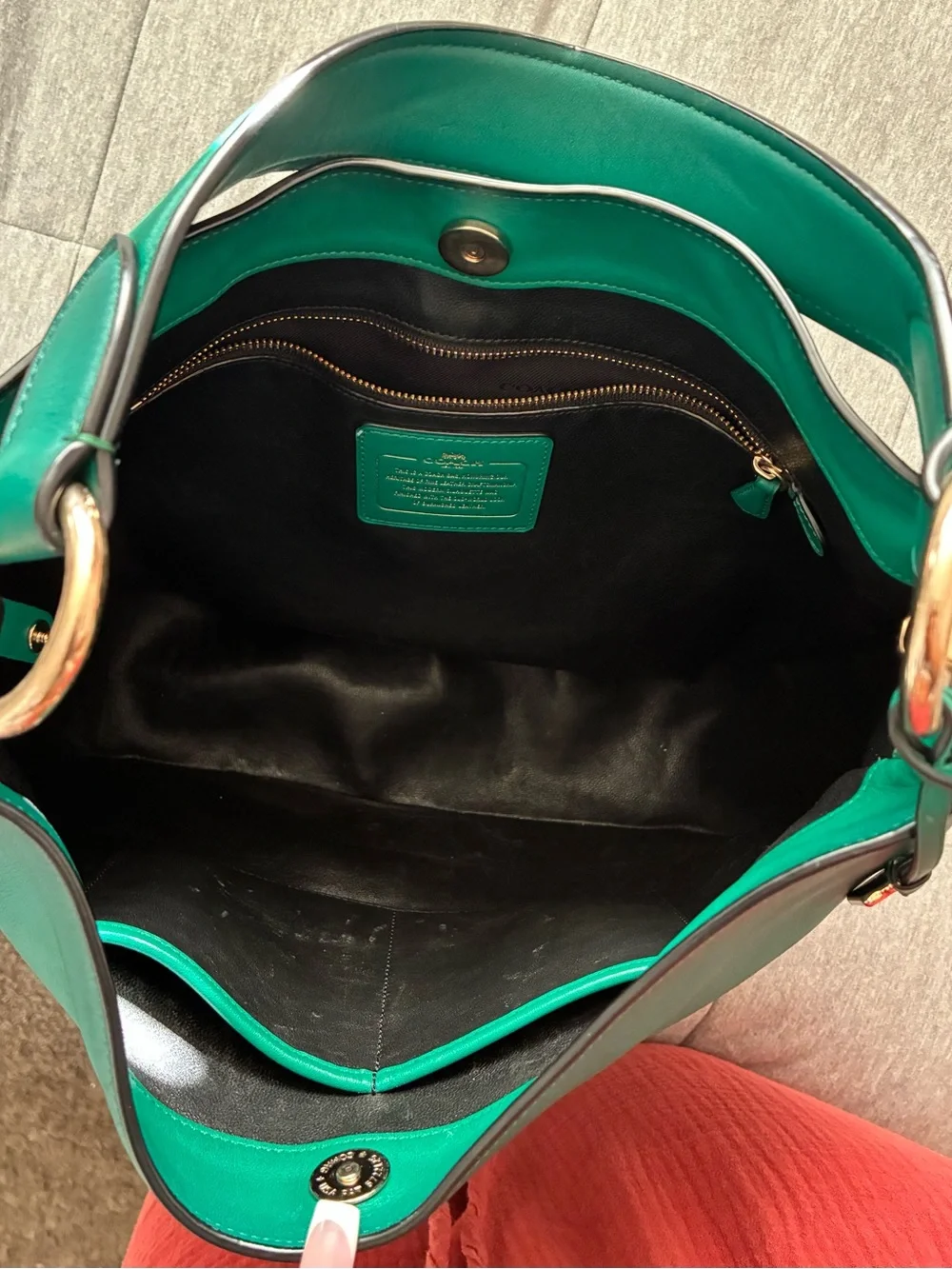 Coach green leather