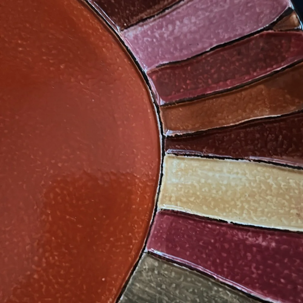 Pier 1 Imports Wavy Stripe Oval Serving Platter Handpainted Stoneware‎ 16