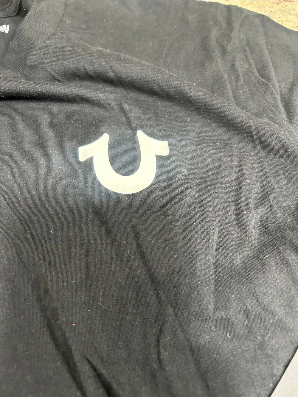 True Religion Black Short Sleeve Tee with Horseshoe Logo