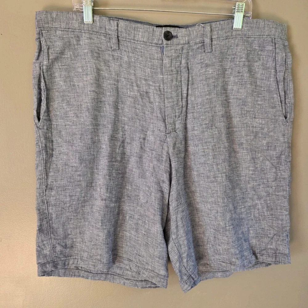 Banana Republic Mens Linen Aiden Shorts Size 38 Blue Cotton Blend Coastal