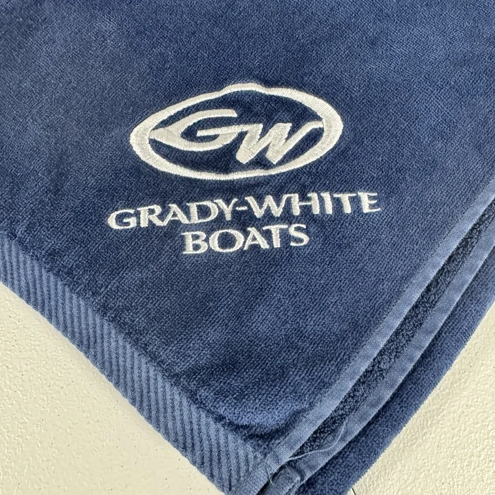 Grady-White Boats Logo Beach Towel Navy‎ Blue Velour Terry Turkish Cotton USA