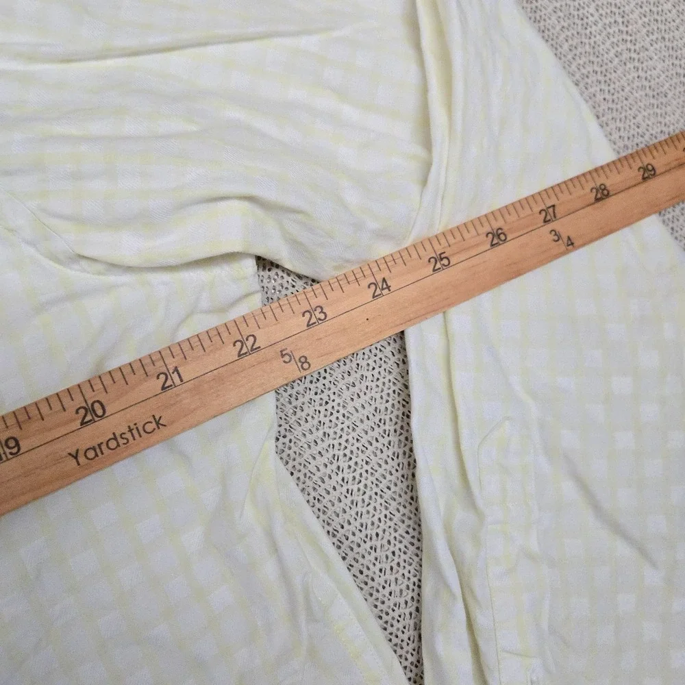 Banana Republic Shirt Mens Large 16 White Yellow Check Button Up Down Dress