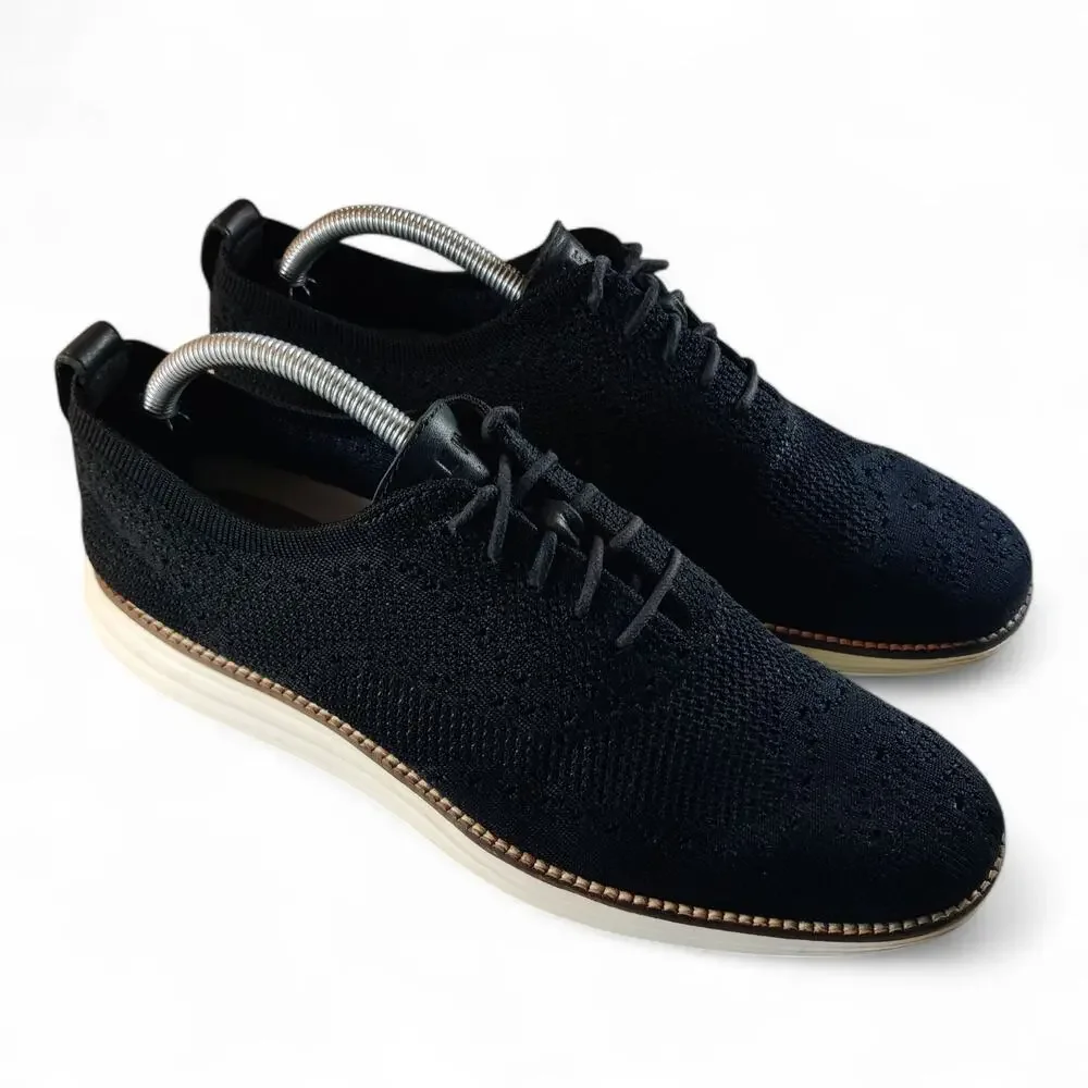 Cole Haan Mens 9.5 M Original Grand Knit Wingtip II Black Ivory‎ C27959
