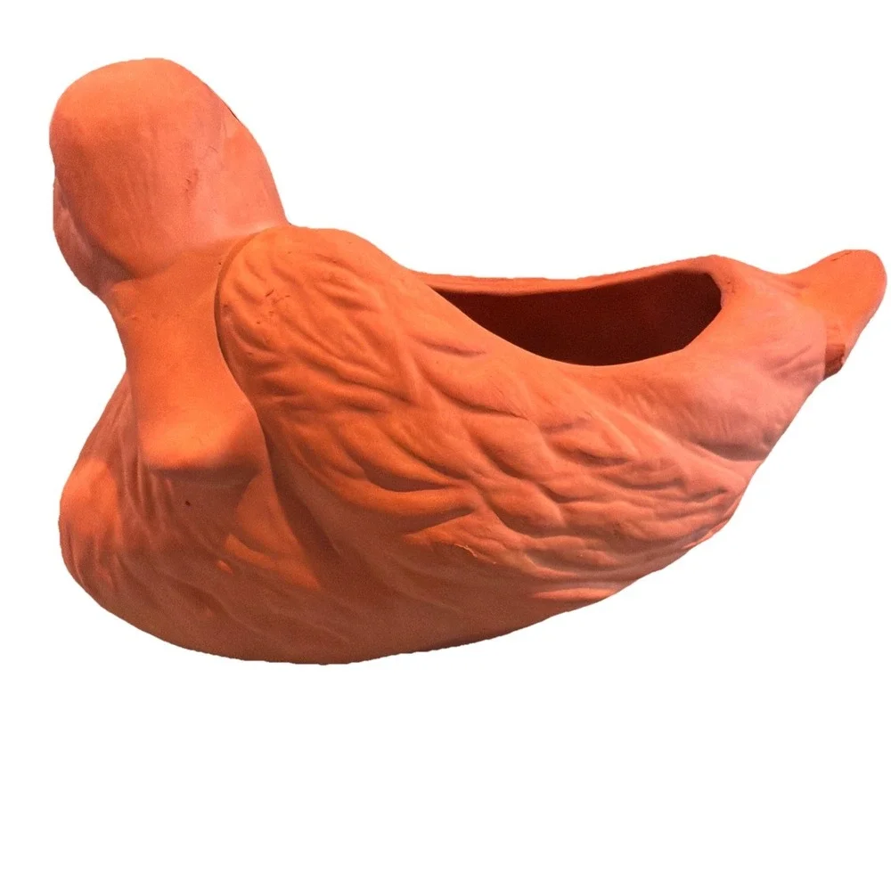 Vtg‎ Terracotta Duck Mallard Planter 9