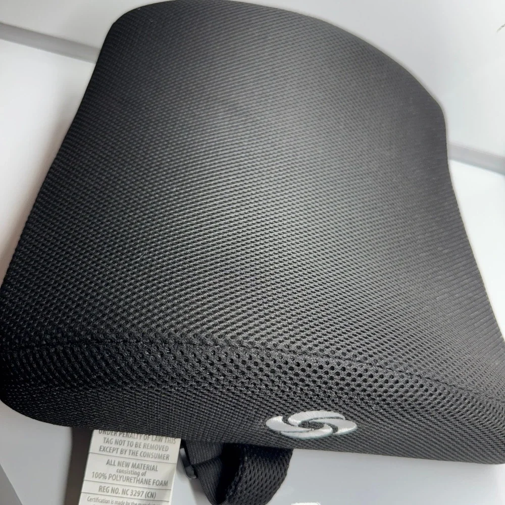 Samsonite Ergonomic Lumbar Support‎ Pillow Black Mesh Memory Foam with Strap