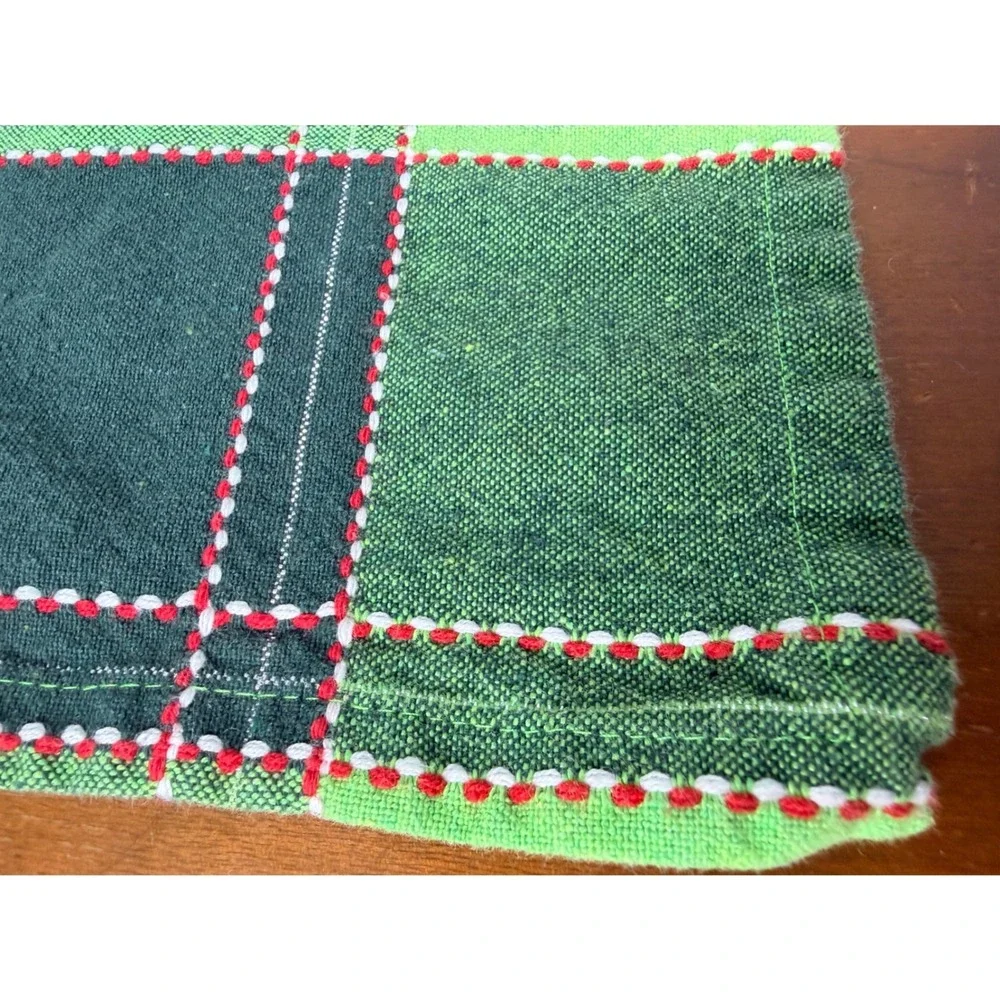 Green Plaid Napkins Christmas‎ Set of 6 Farmhouse Kitchen Cotton