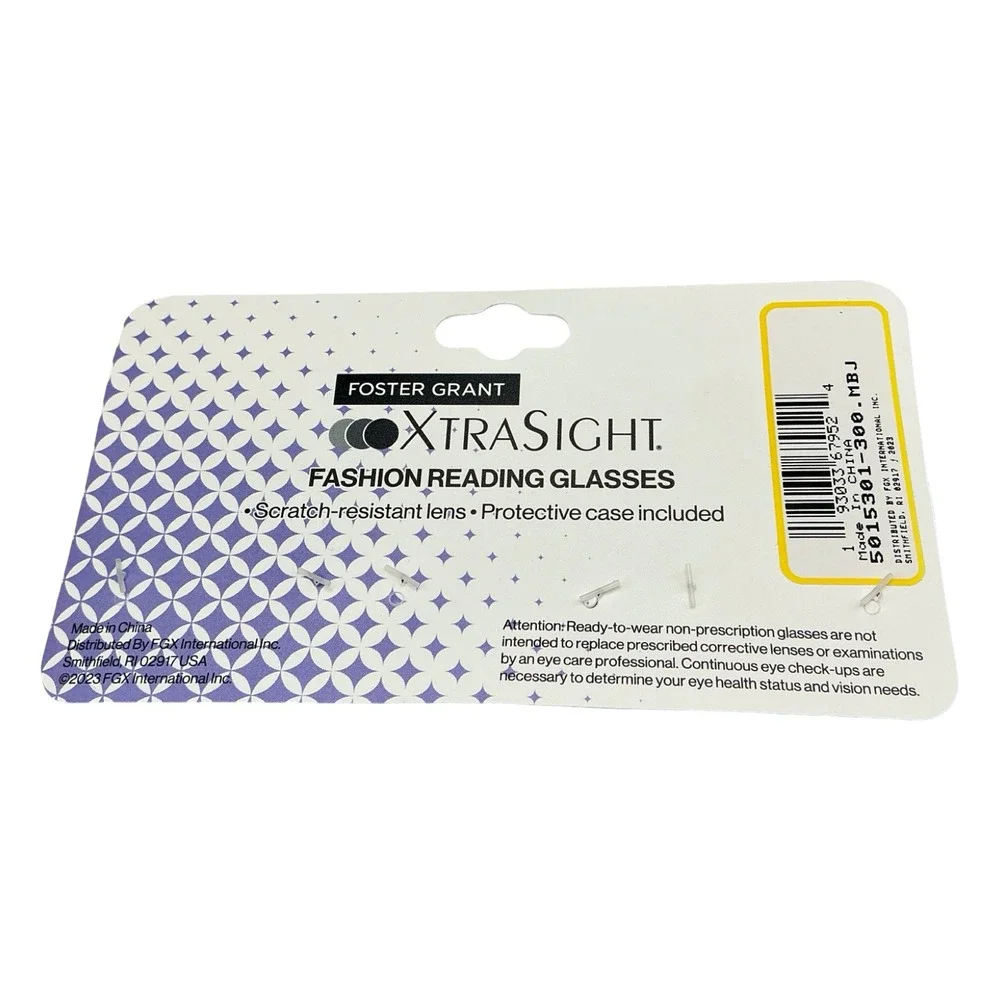 Foster Grant XtraSight Fashion Reading Glasses 3 Pack +3.00 Black Burgundy Brown