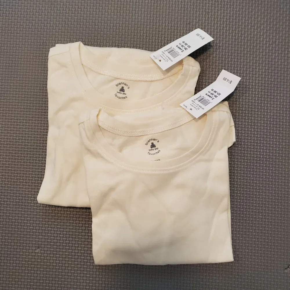 Baby Gap Girls Long Sleeve Ivory‎ Shirts. 2 pack. NWT.