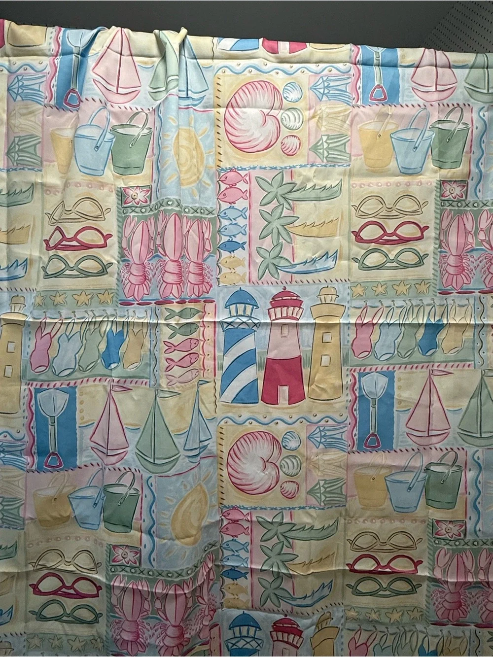 Coastal Print Shower Curtain - Pastel Multi