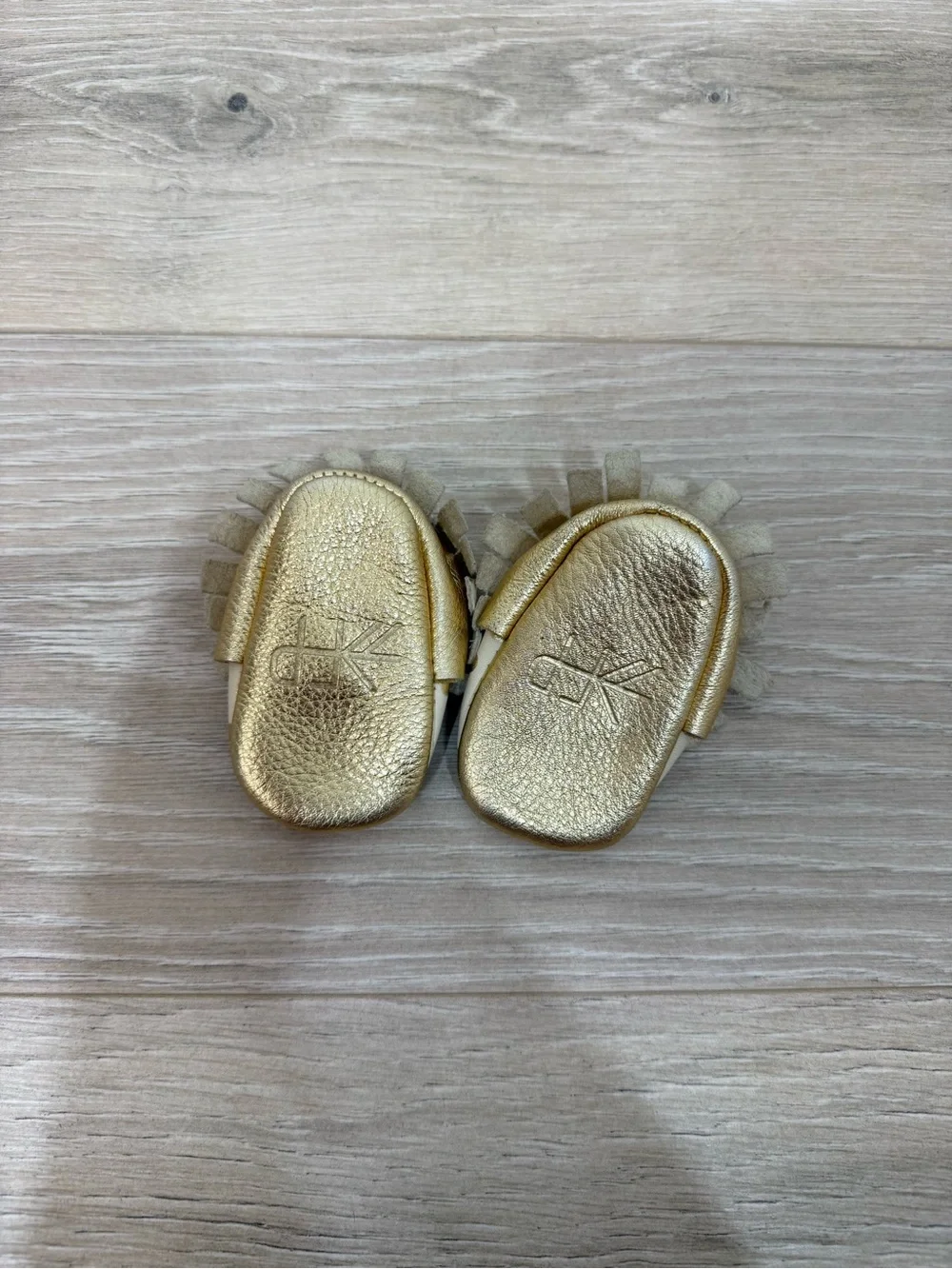 Freshly Picked Cream Gold Polkadot Leather Moccasins