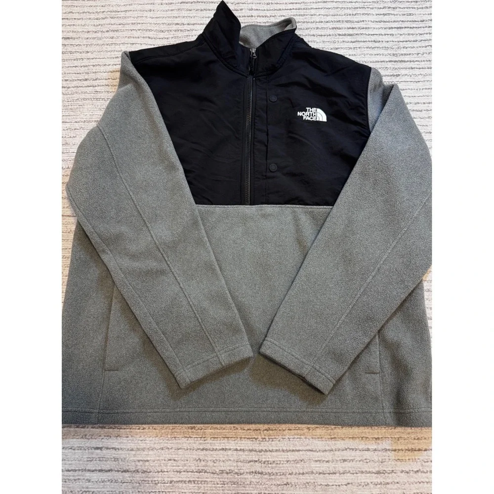 The North Face Mens Grey Black Quarter Zip Fleece Pullover Jacket XL NWOT