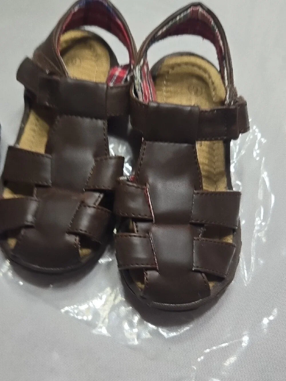 Buster Brown Brown Leather-Look Kids Sandals & Oshkosh Blue Sandals.
