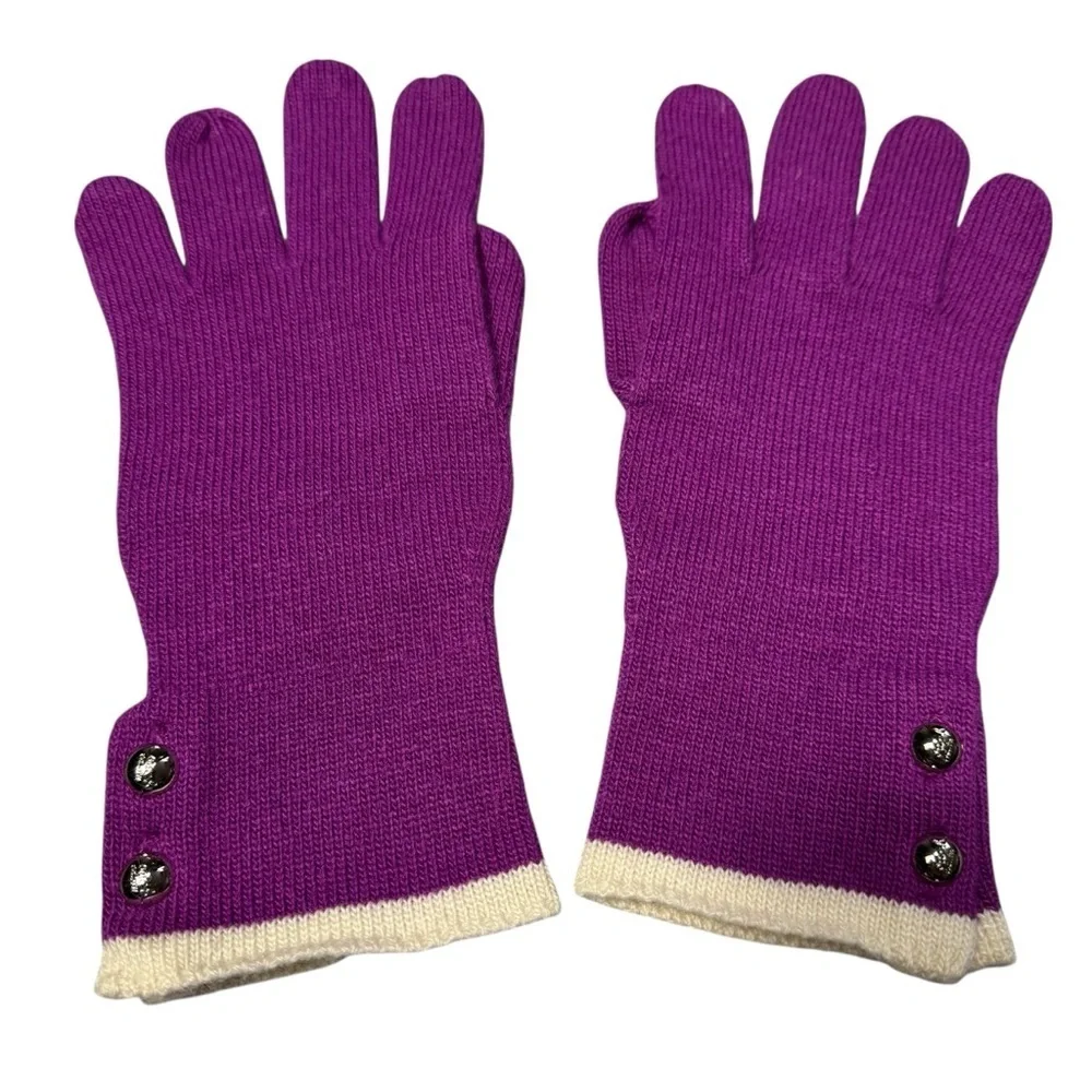 Coach Wool Cashmere Knit Purple Gloves