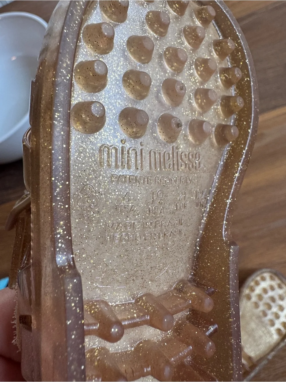 Mini Melissa Gold Glitter Jelly Sandals