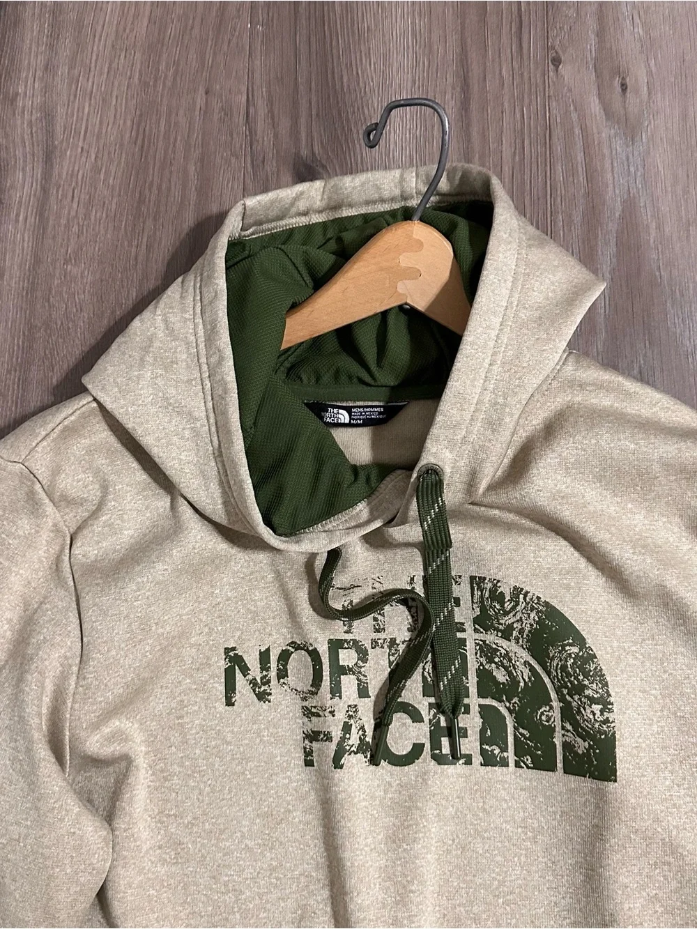 The North Face Tan Hoodie  Pullover  Green Logo NWOT