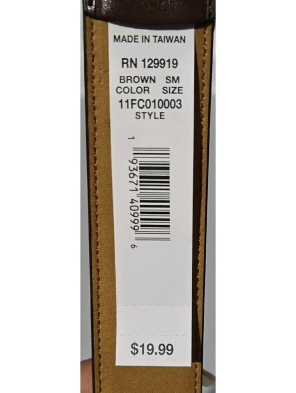 Falls Creek Men's Brown Belt Nickel Buckle Solid 1.5 in Regular Size 30-32
