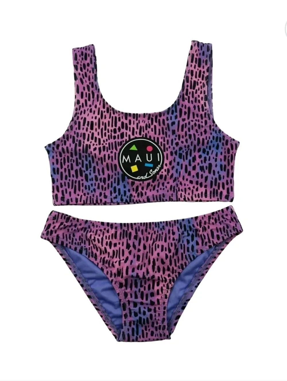 NWT! Maui & Sons Girls Purple Pink Organica Two Piece Bathing Suit 4/5