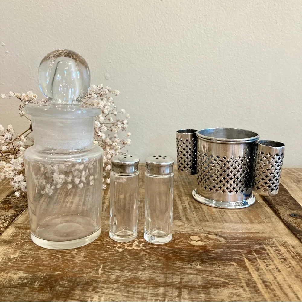 Silver Plated Cruet Set Salt Pepper & Condiment Knickerbocker Silver Co Art Deco